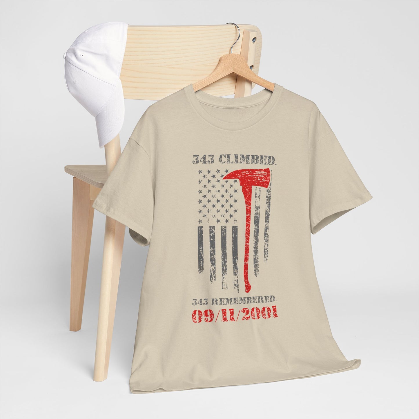 343 Climbed 343 Remembered T-Shirt - Firefighter 9/11 Memorial Tee