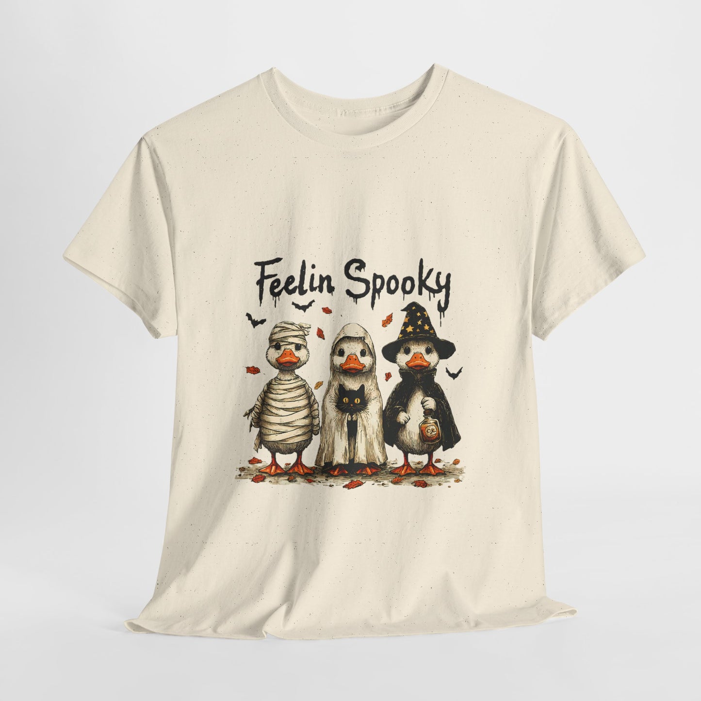 Feelin Spooky Goose Halloween T-Shirt - Cute Ducks in Costumes Tee