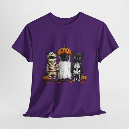 Black Cat Halloween Shirt - Mummy Ghost Skeleton Cats
