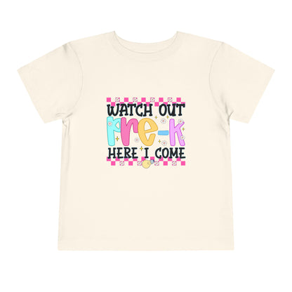 Watch Out Pre-K Shirt - Cute Toddler Back to School Tee, Preschool Here I Come Shirt for Kids, Colorful First Day of Pre-K Outfit