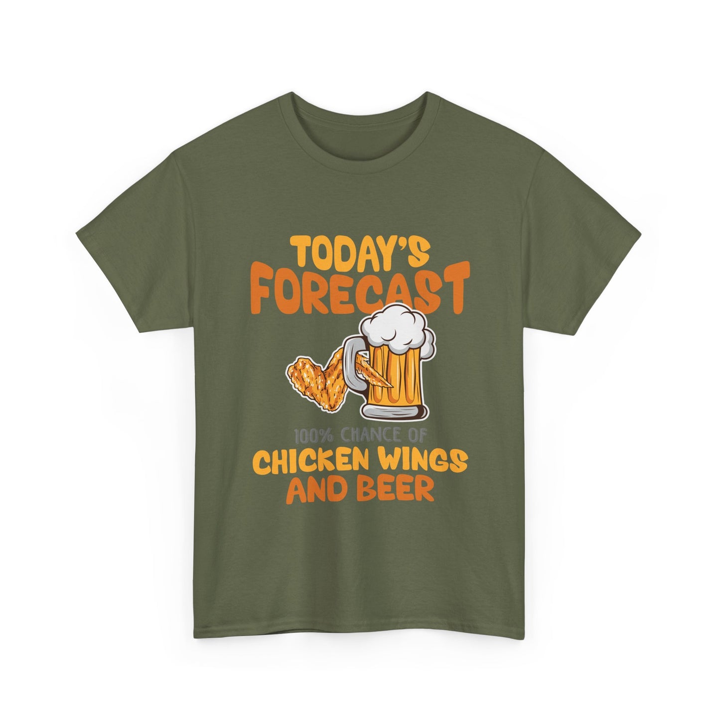 Today's Forecast 100% Chicken Wings & Beer T-Shirt - Funny Tailgate BBQ Tee