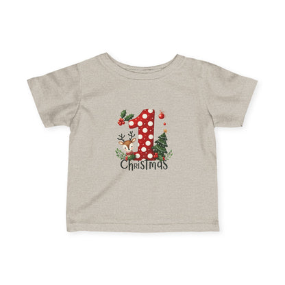Baby’s First Christmas Polka Dot Infant T-Shirt – Reindeer & Tree Holiday Tee