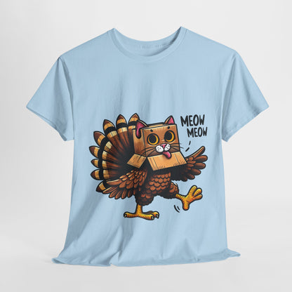 Funny Turkey Cat T-Shirt - Thanksgiving Meow Meow Cat Lover Tee