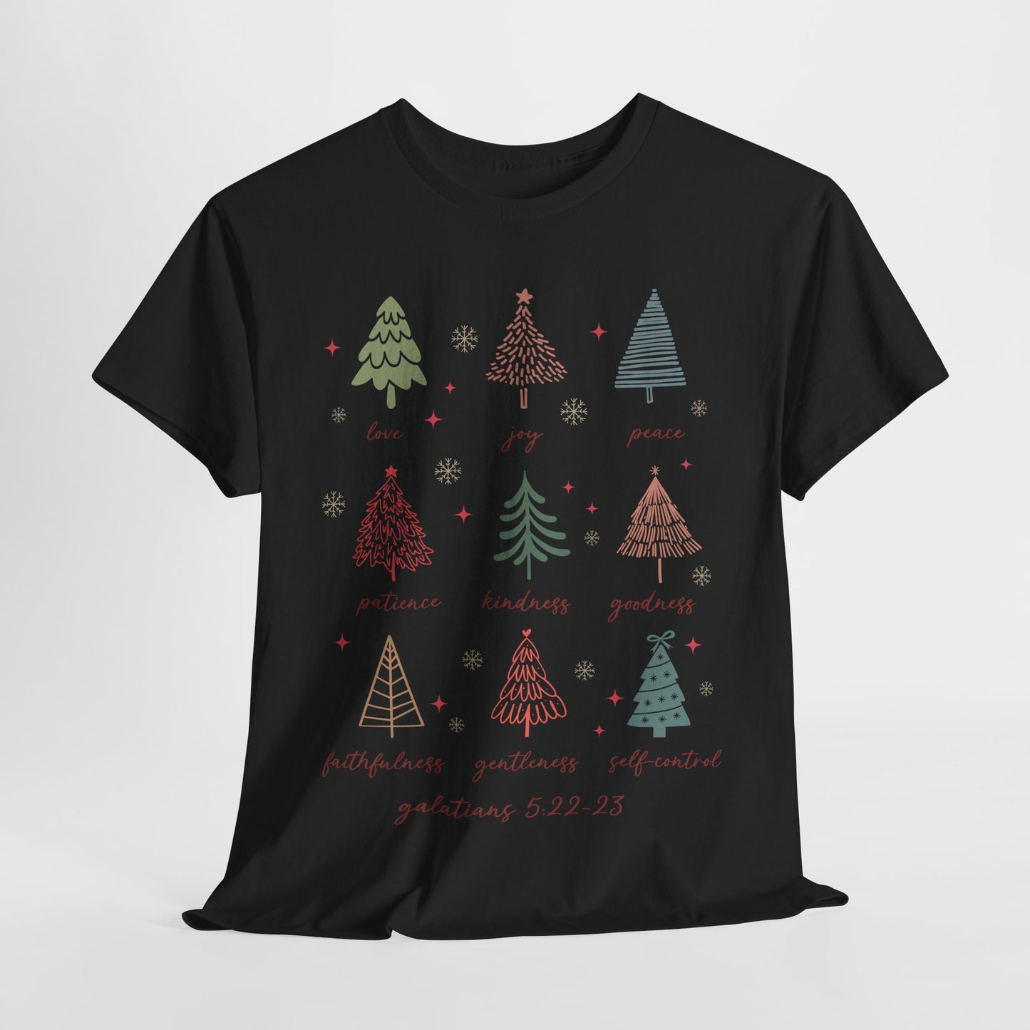Fruits of the Spirit Christmas T-Shirt - Galatians 5:22-23 Faith Tee
