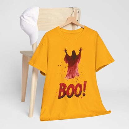 Boo Ghost Halloween T-Shirt - Red Spirit Blood Splatter Horror Tee