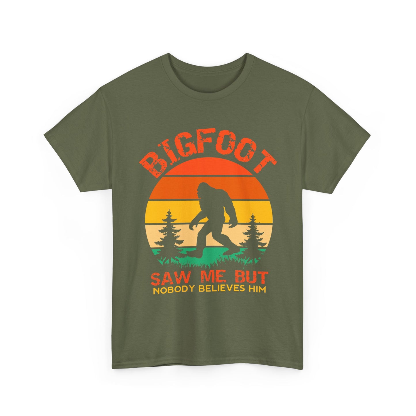 Bigfoot Saw Me But Nobody Believes Him T-Shirt - Retro Camping Cryptid Tee