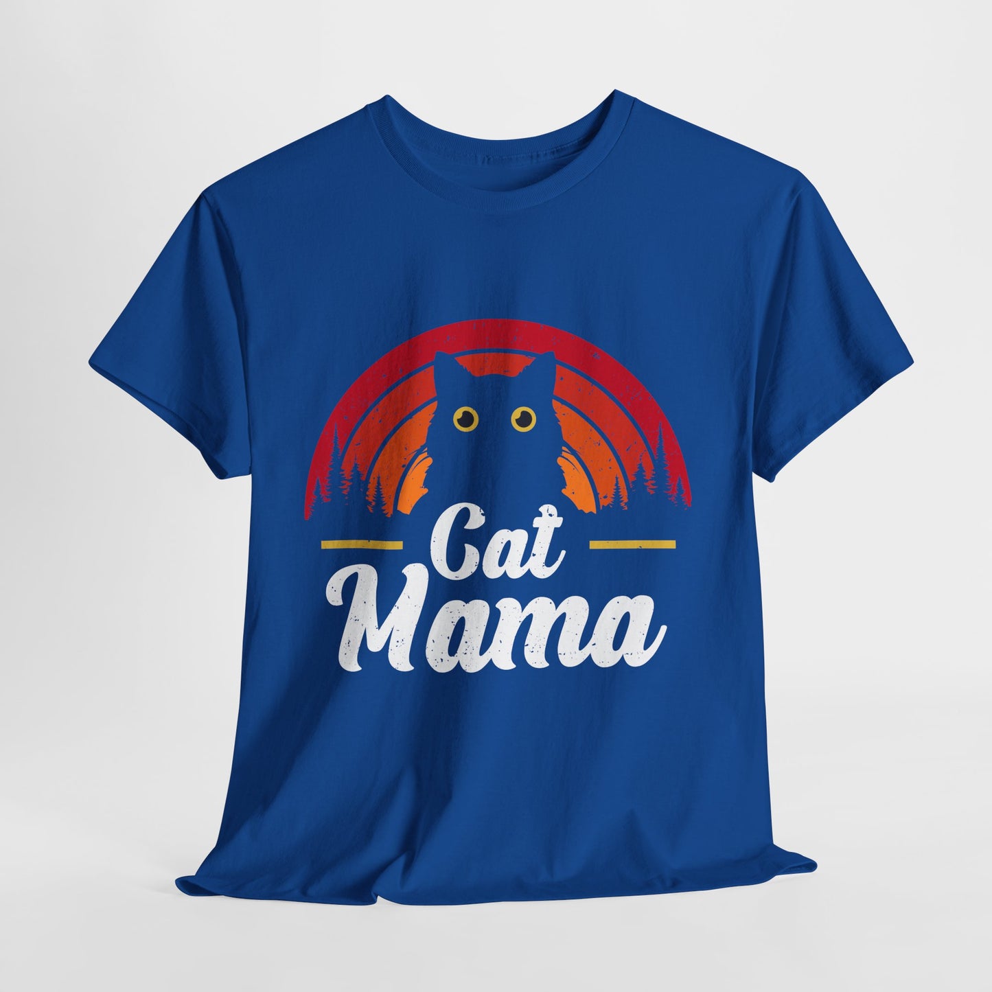 Cat Mama T-Shirt - Retro Sunset Cat Mom Tee