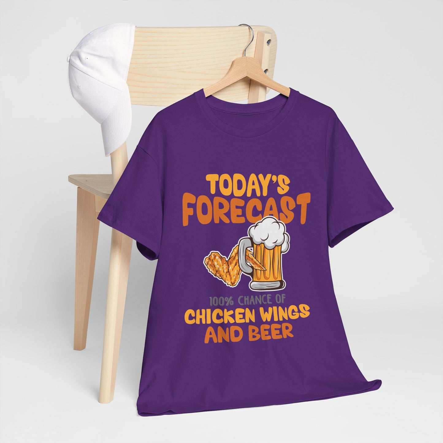 Today's Forecast 100% Chicken Wings & Beer T-Shirt - Funny Tailgate BBQ Tee