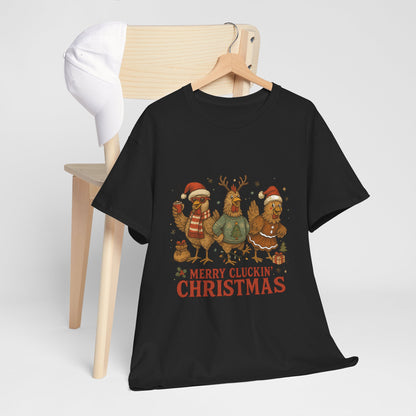 Merry Cluckin' Christmas Chicken T-Shirt - Funny Holiday Farm Tee