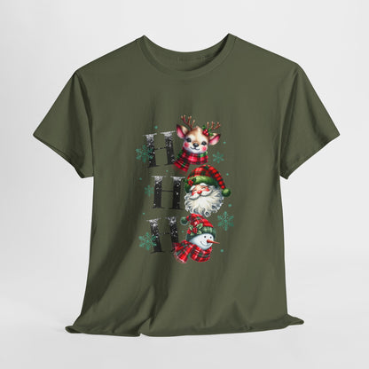 Ho Ho Ho Christmas Shirt - Cute Reindeer, Santa & Snowman Tee