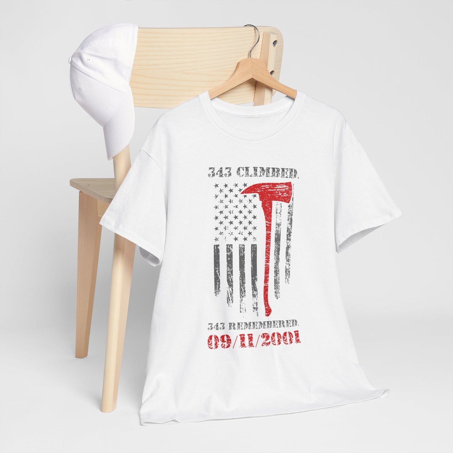 343 Climbed 343 Remembered T-Shirt - Firefighter 9/11 Memorial Tee