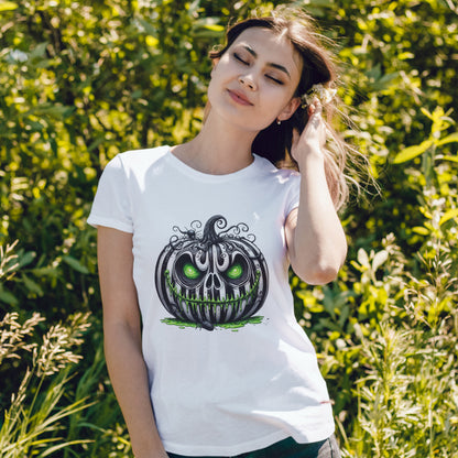 Neon Goo Pumpkin Halloween - Glowing Green Eyes Spooky T-Shirt
