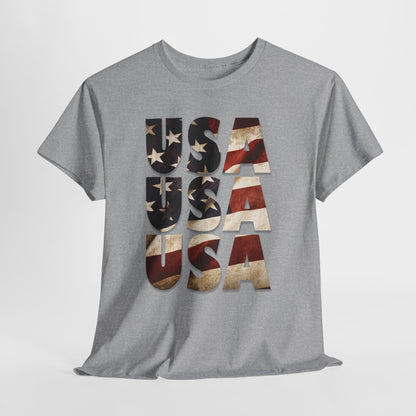 Vintage USA Flag T-Shirt - Distressed American Flag 4th of July Tee