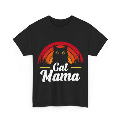Cat Mama T-Shirt - Retro Sunset Cat Mom Tee