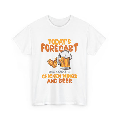 Today's Forecast 100% Chicken Wings & Beer T-Shirt - Funny Tailgate BBQ Tee