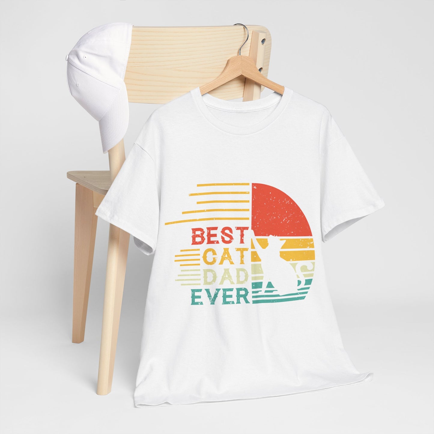 Best Cat Dad Ever Shirt - Retro Funny Cat Dad Tee for Men
