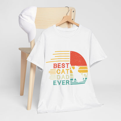 Best Cat Dad Ever Shirt - Retro Funny Cat Dad Tee for Men