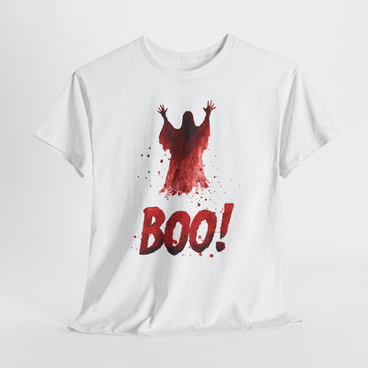 Boo Ghost Halloween T-Shirt - Red Spirit Blood Splatter Horror Tee