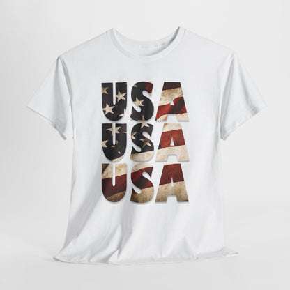 Vintage USA Flag T-Shirt - Distressed American Flag 4th of July Tee