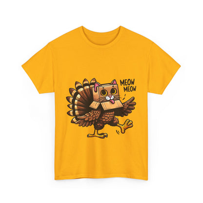 Funny Turkey Cat T-Shirt - Thanksgiving Meow Meow Cat Lover Tee