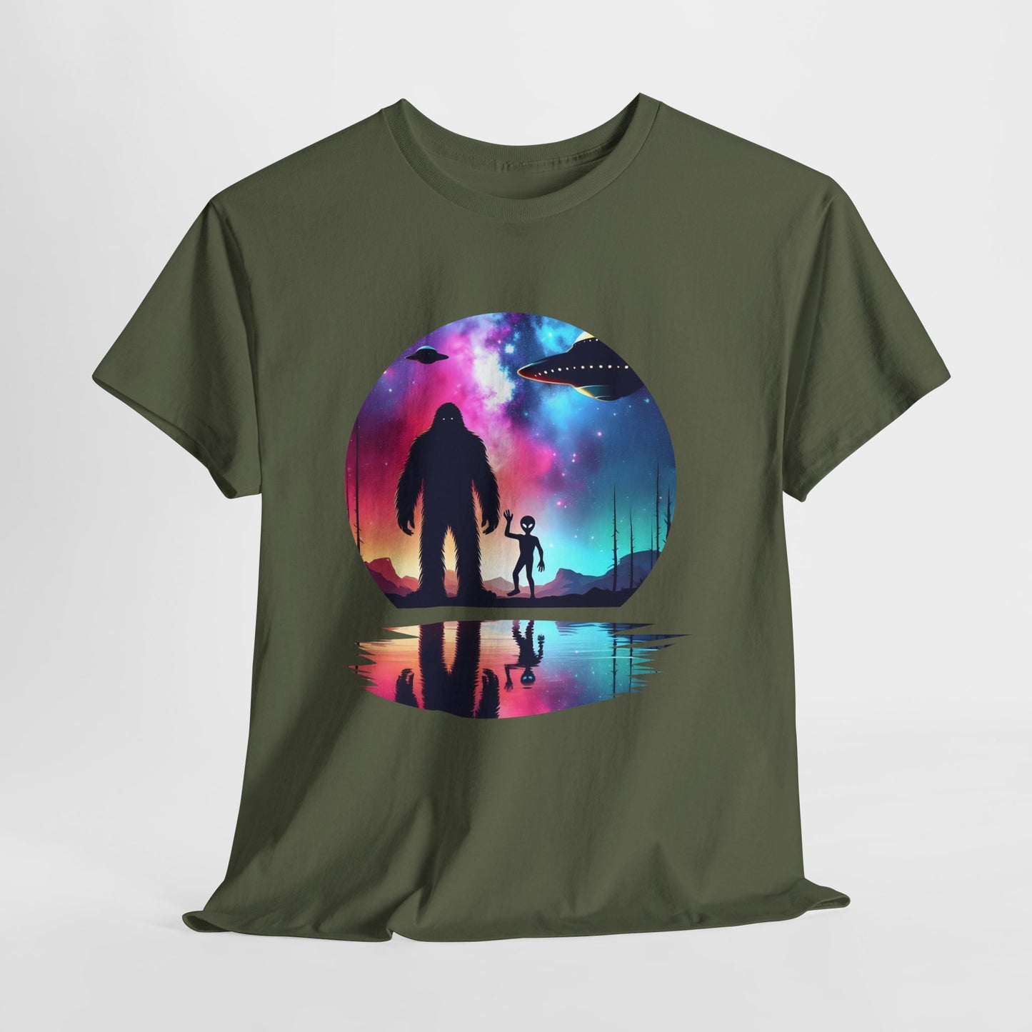 Koszulka z motywem przyjaźni Wielkiej Stopy i Obcych – Retro Vaporwave Galaxy UFO