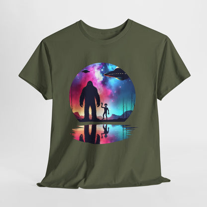 Koszulka z motywem przyjaźni Wielkiej Stopy i Obcych – Retro Vaporwave Galaxy UFO