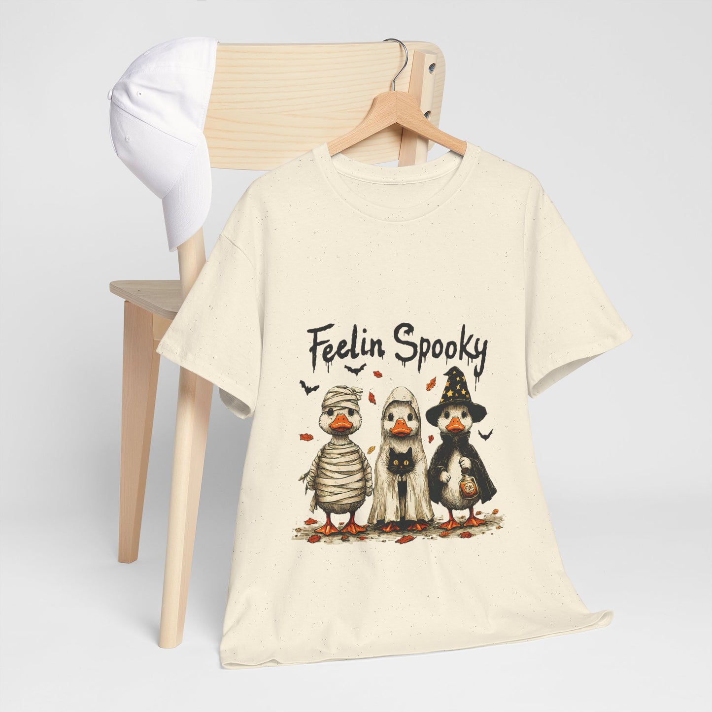 Feelin Spooky Goose Halloween T-Shirt - Cute Ducks in Costumes Tee