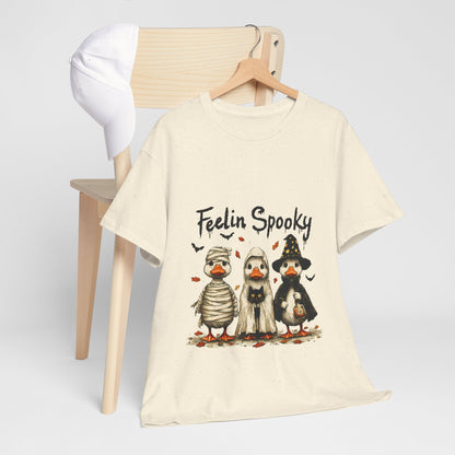 Feelin Spooky Goose Halloween T-Shirt - Cute Ducks in Costumes Tee