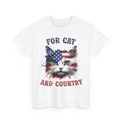 For Cat and Country Shirt - Patriotic USA Flag Cat Tee