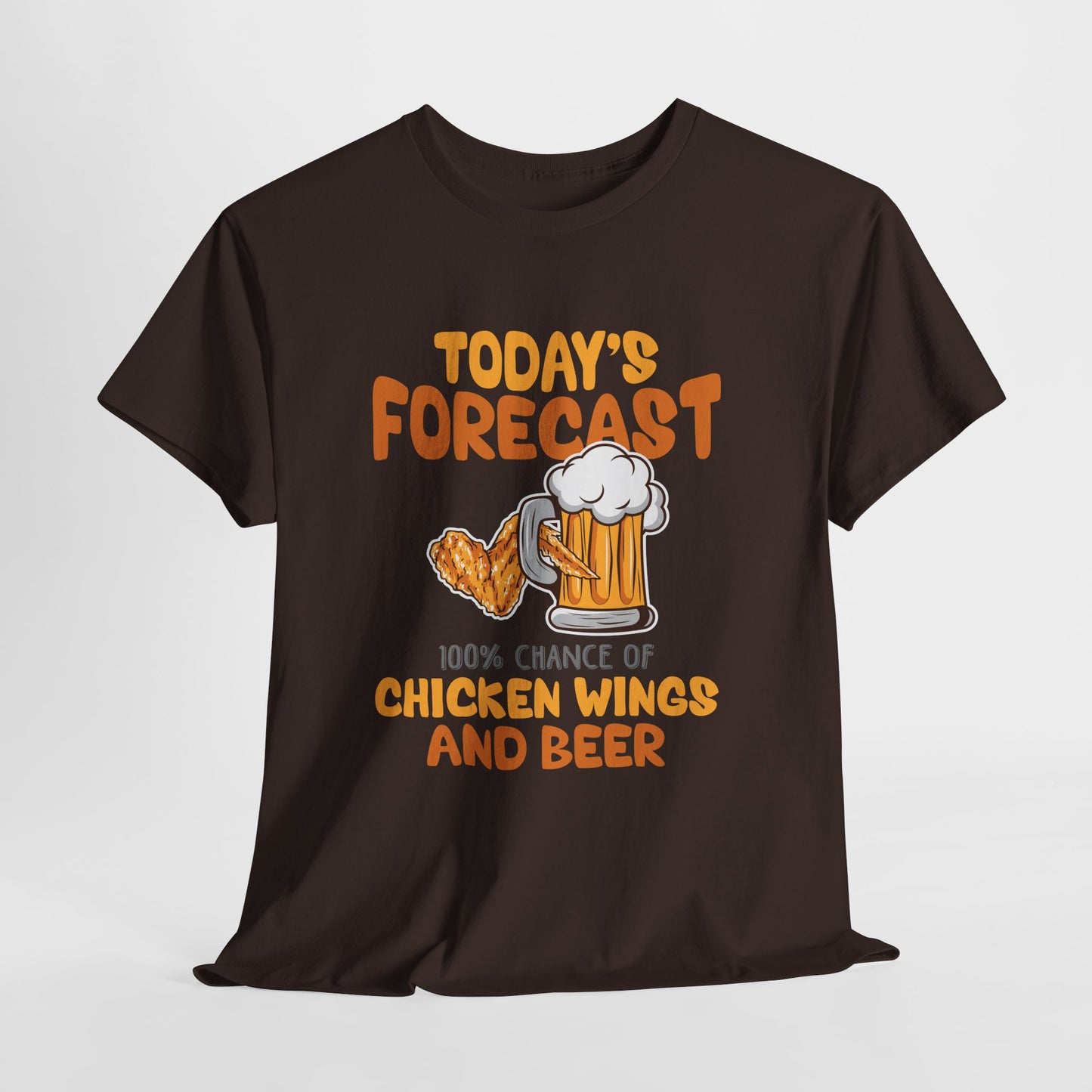Today's Forecast 100% Chicken Wings & Beer T-Shirt - Funny Tailgate BBQ Tee
