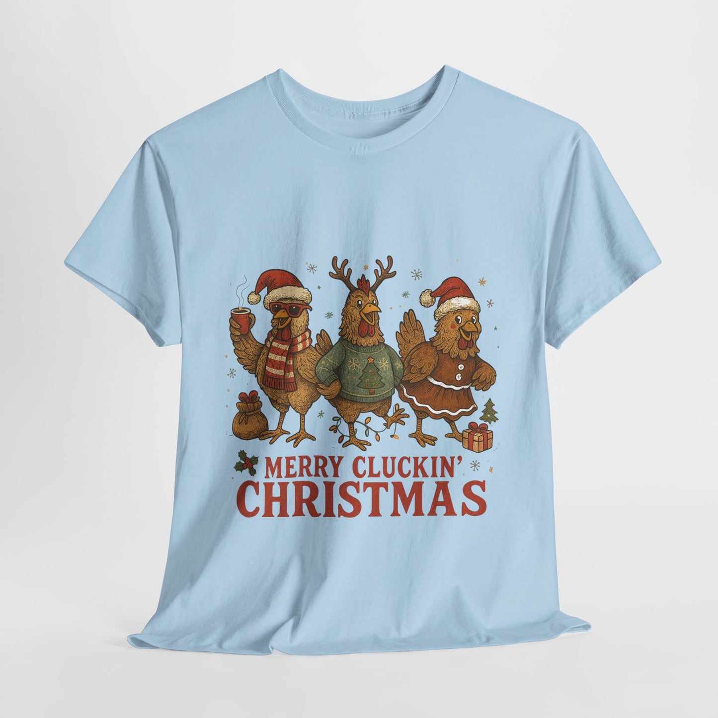 Merry Cluckin' Christmas Chicken T-Shirt - Funny Holiday Farm Tee
