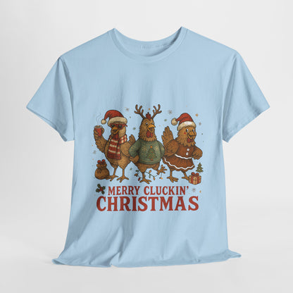 Merry Cluckin' Christmas Chicken T-Shirt - Funny Holiday Farm Tee