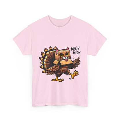 Funny Turkey Cat T-Shirt - Thanksgiving Meow Meow Cat Lover Tee