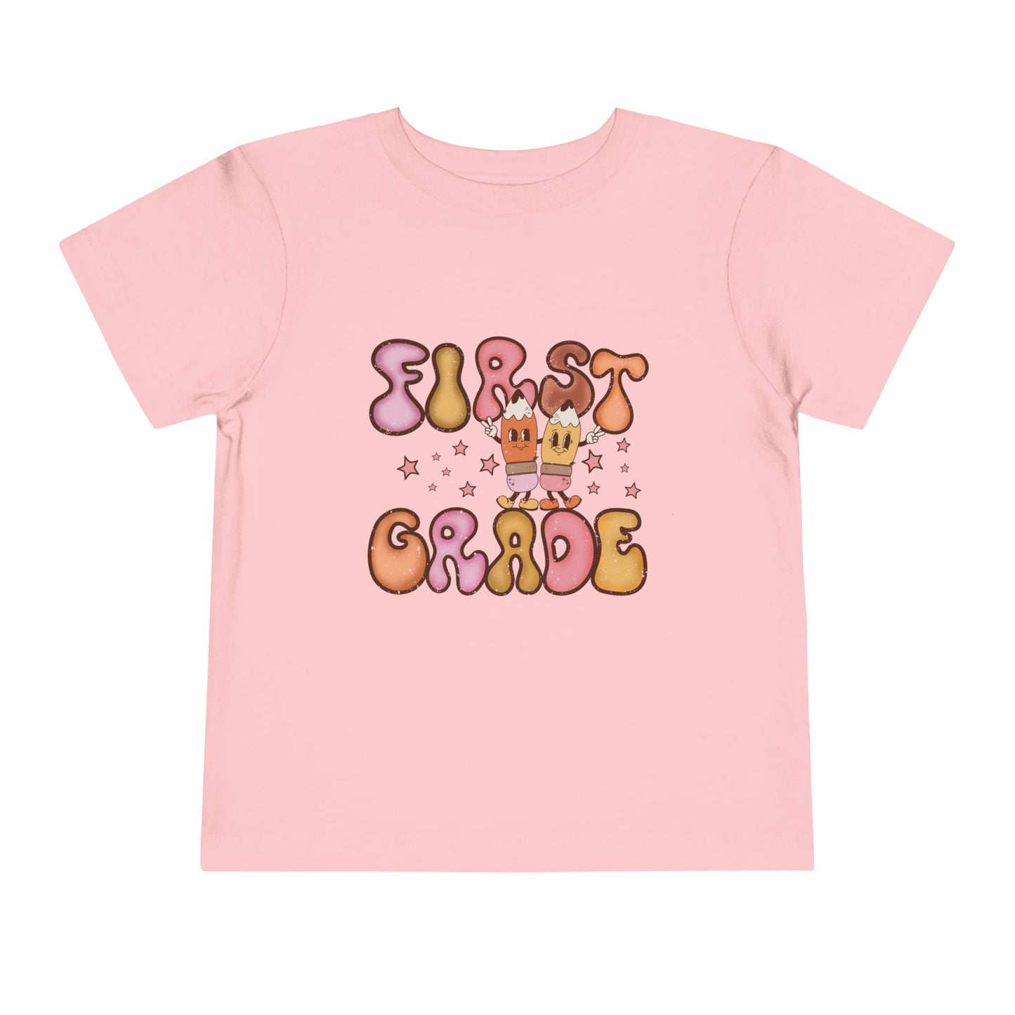 First Grade Bubble Letters T-Shirt | Cute Retro Back to School Kids Tee