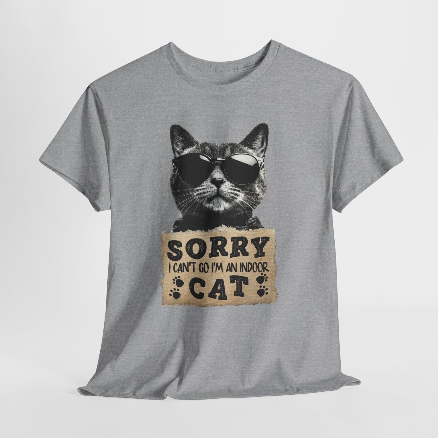 Indoor Cat T-Shirt - Sorry I Can't Go Meme Tee