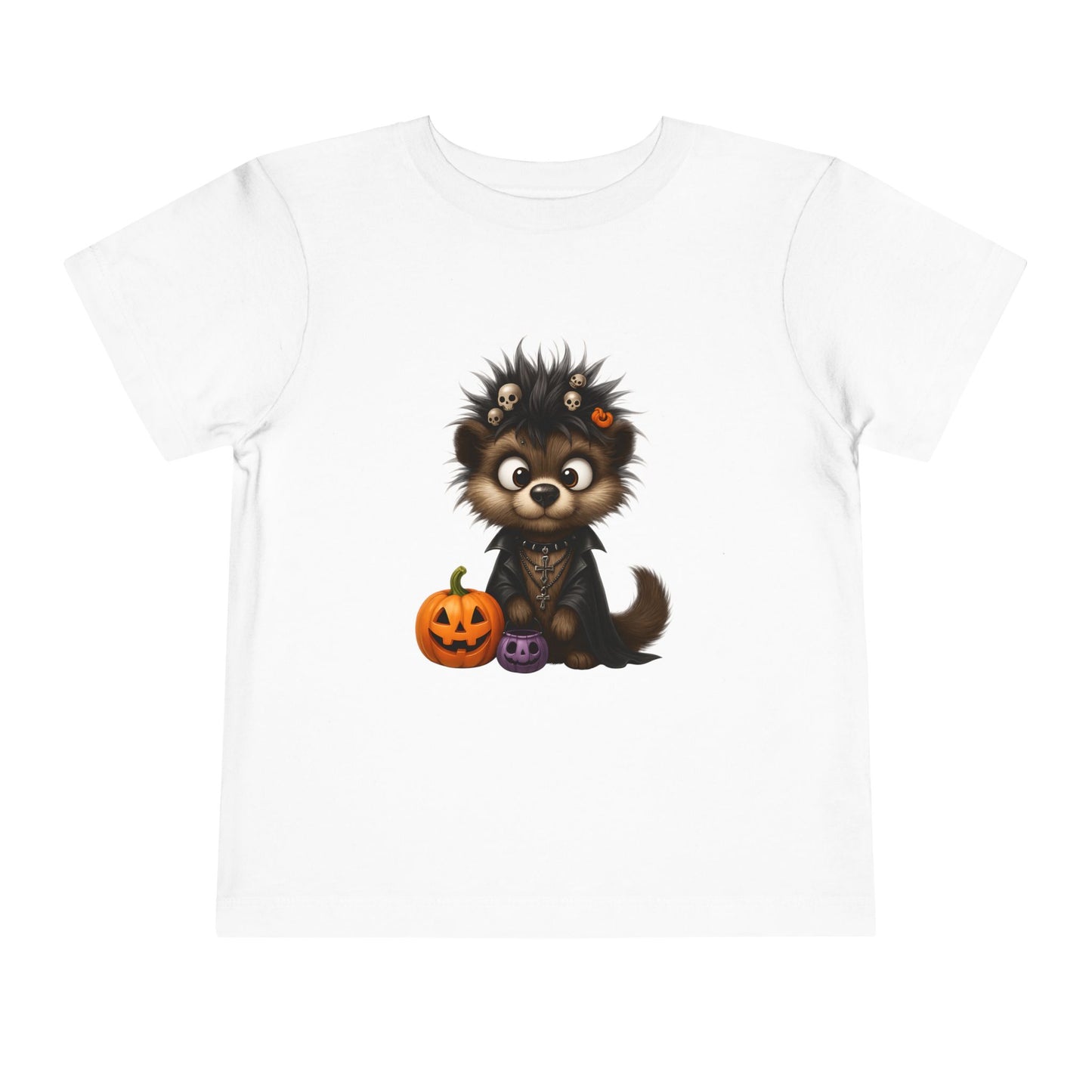 Goth Pup Kids Halloween T-Shirt - Puppy & Jack O' Lantern Toddler Tee