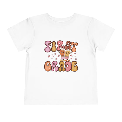 First Grade Bubble Letters T-Shirt | Cute Retro Back to School Kids Tee