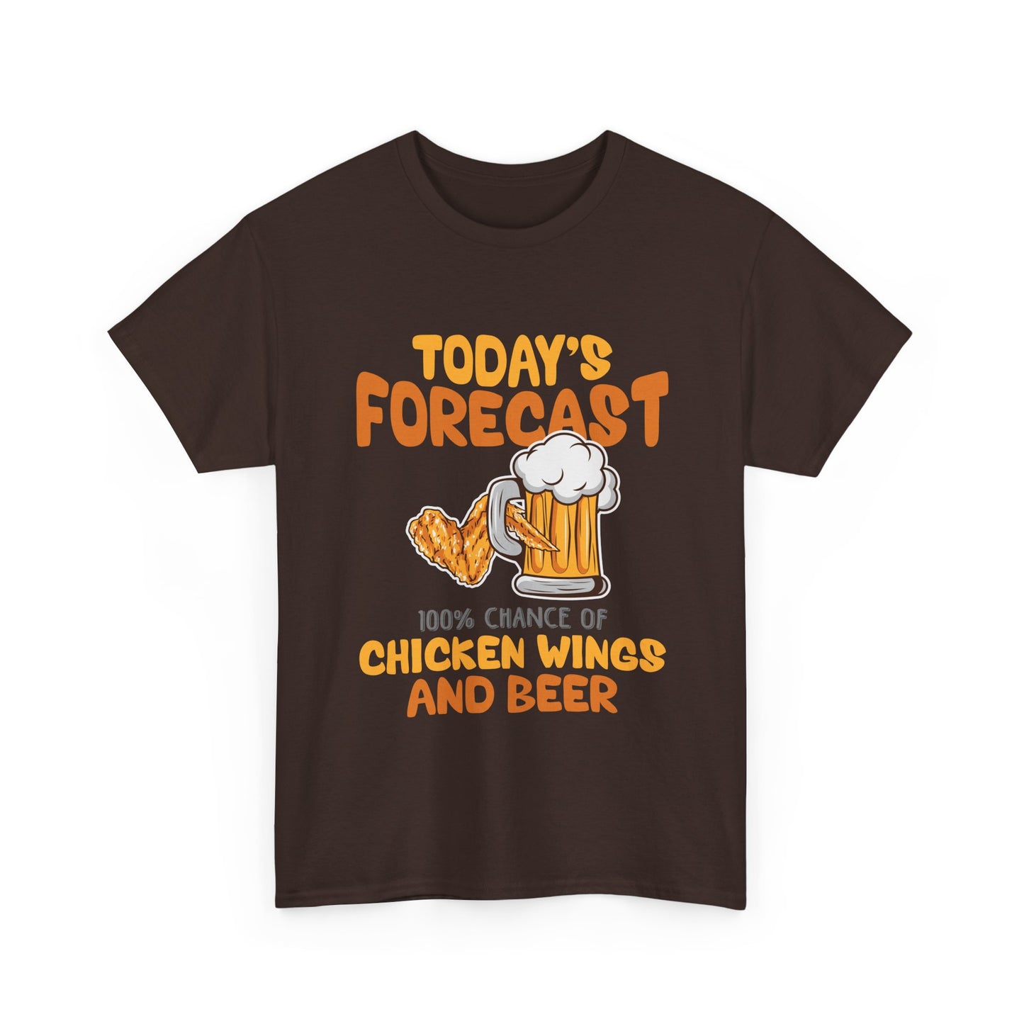 Today's Forecast 100% Chicken Wings & Beer T-Shirt - Funny Tailgate BBQ Tee