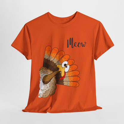 Funny Cat Turkey T-Shirt - Thanksgiving Meow Cat Lover Tee