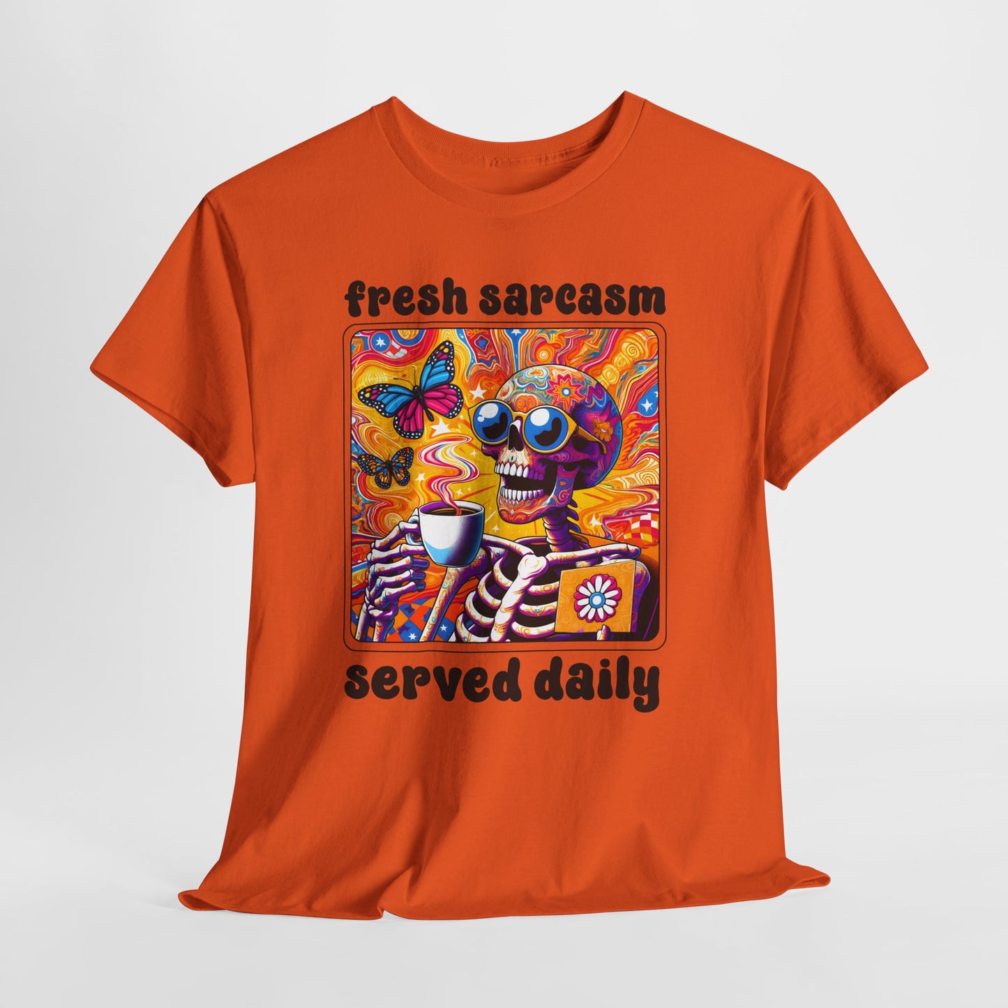 Psychedelic Coffee Skeleton T-Shirt - Trippy Boho Butterfly Tee