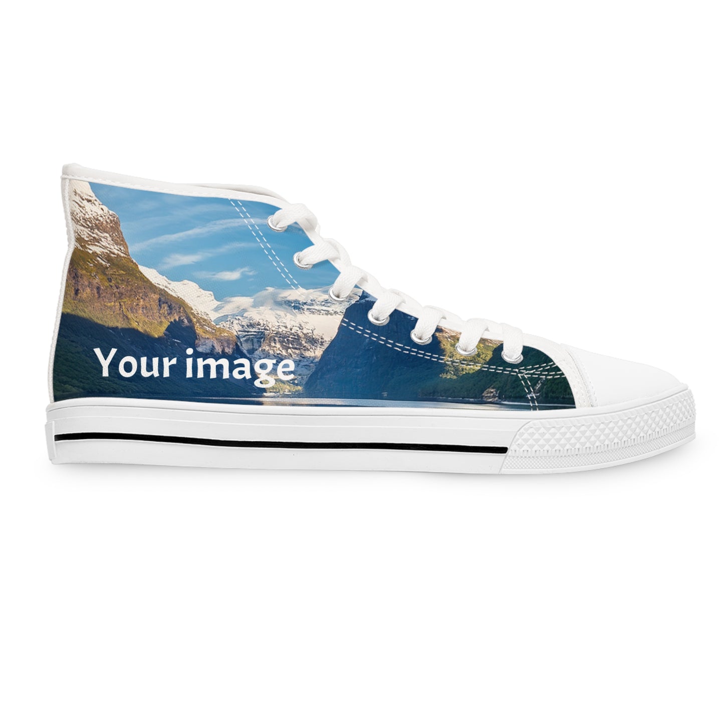 Womens High-Top Photo Sneakers - Personalized Picture Shoes for Her, Absolutely Awesome Custom Artwork on Each Panel
