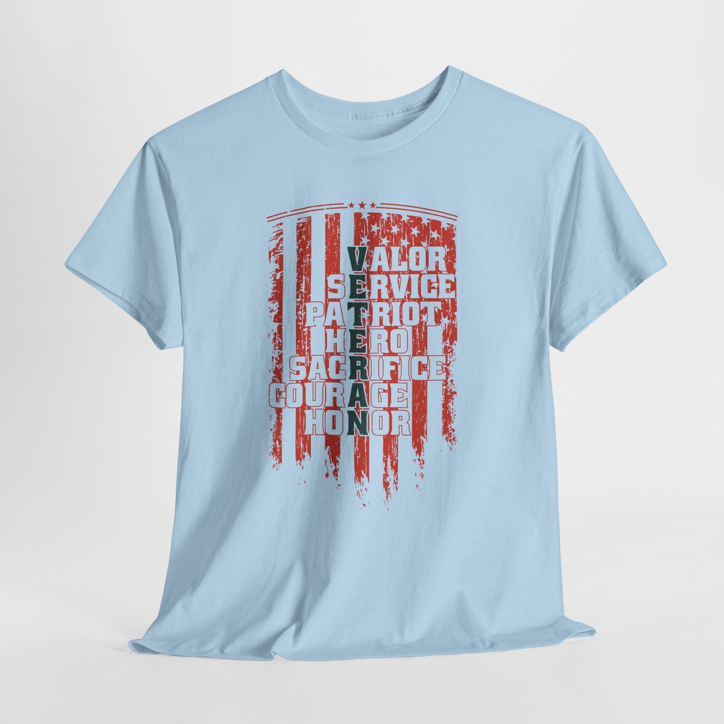 Veteran Word Art T-Shirt - Military Acronym Flag Tee