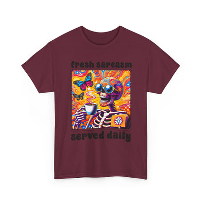 Psychedelic Coffee Skeleton T-Shirt - Trippy Boho Butterfly Tee