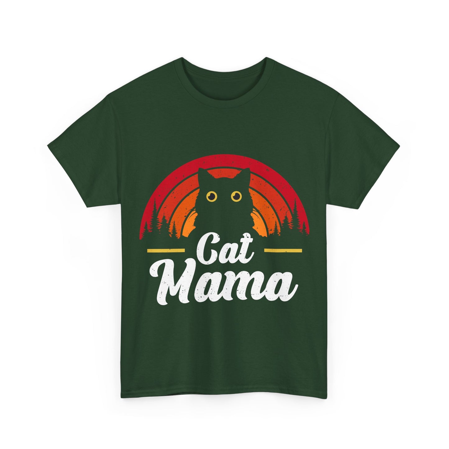 Cat Mama T-Shirt - Retro Sunset Cat Mom Tee