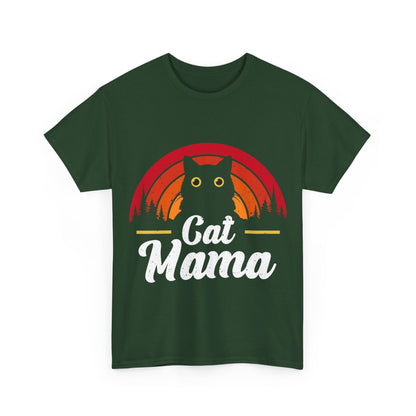Cat Mama T-Shirt - Retro Sunset Cat Mom Tee
