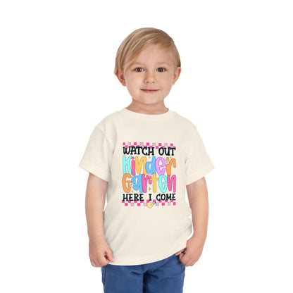 Watch Out Kindergarten Shirt - Fun Toddler Back to School Tee, Colorful First Day of Kindergarten Outfit, Here I Come Shirt for Kids
