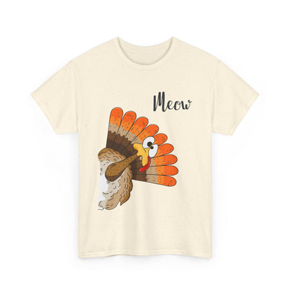 Funny Cat Turkey T-Shirt - Thanksgiving Meow Cat Lover Tee