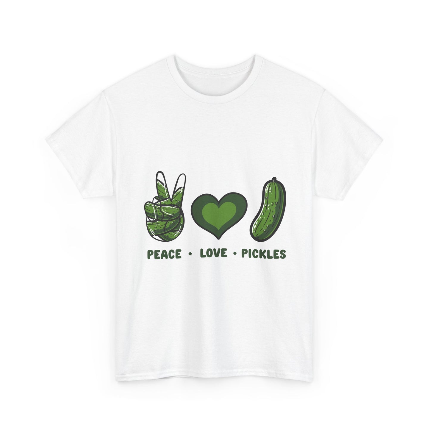 Peace Love Pickles Shirt - Funny Pickle Lover Gift, Retro Cucumber T-Shirt for Women & Men, Foodie Snack Tee with Hippie Vibes