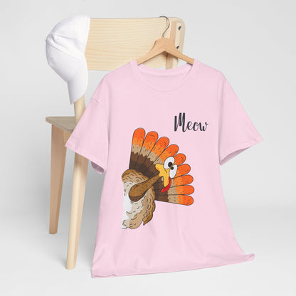 Funny Cat Turkey T-Shirt - Thanksgiving Meow Cat Lover Tee