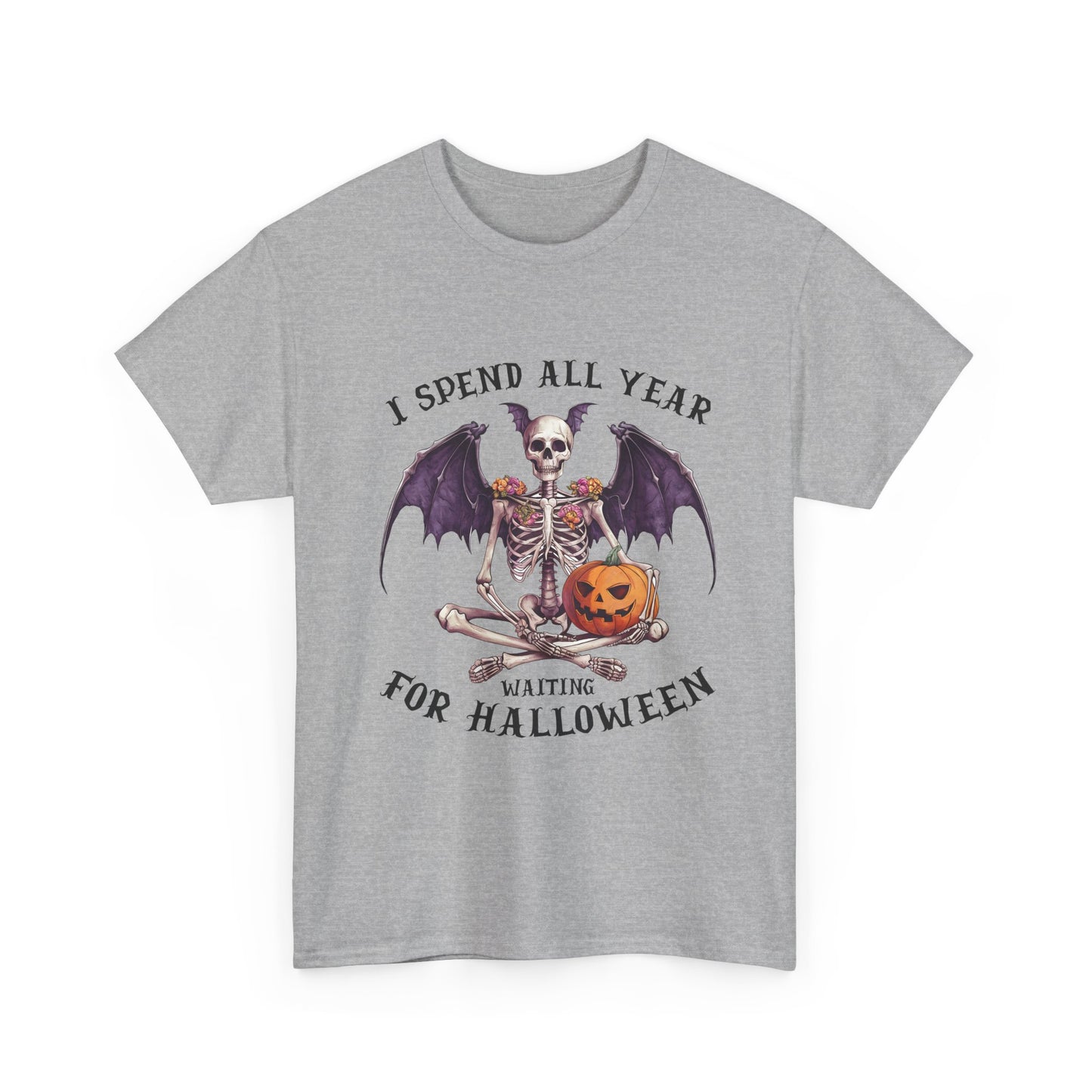 Koszulka z nietoperzowym szkieletem i dynią – gotycka koszulka na Halloween z dynią Jack-o-Lantern, upiorny prezent na święta dla kobiet i mężczyzn